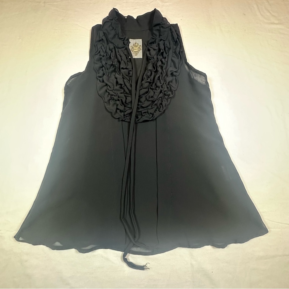 MK2K Elegant Dressy Black Sleeveless Babydoll Top Chic Y2K 90s Lined Size XS